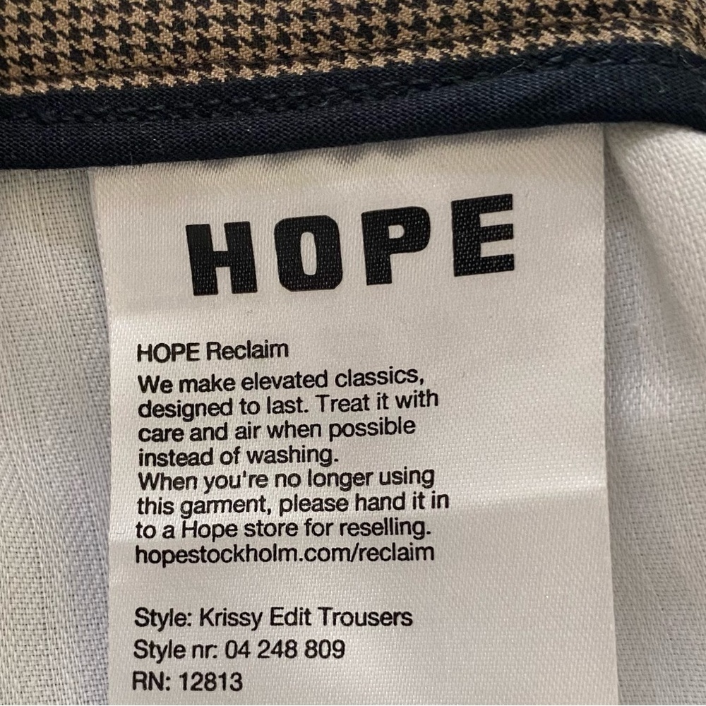 HOPE Womens Size 8 Brown Black Houndstooth Krissy Edit Cropped Relaxed Trousers‎ - Picture 7 of 11